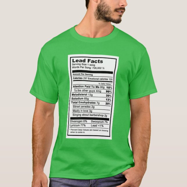 Lead "Nutritional Label Information" T-Shirt (Front)