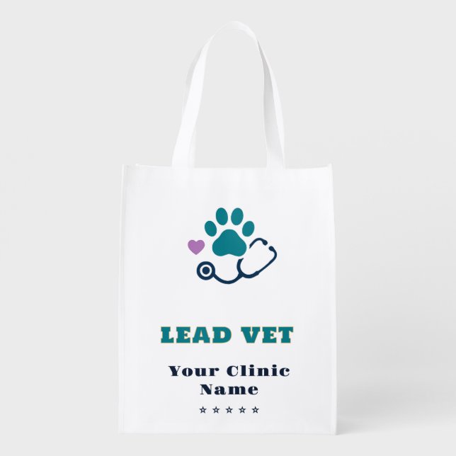 🩺 Lead Vet Tech Veterinary Clinic Team 🩺 Grocery Bag (Back)