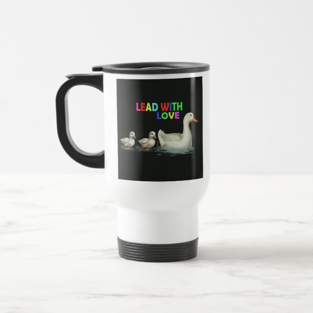 "Lead With Love" Travel Coffee Mug (Left)