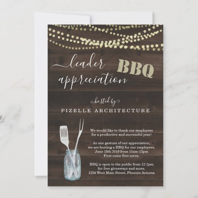 Leader Appreciation Business BBQ Party Invitation (Front)