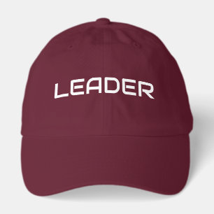 LEADER Modern White Text Bold Maroon Background Hat