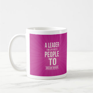 Leader mug - pink with quote