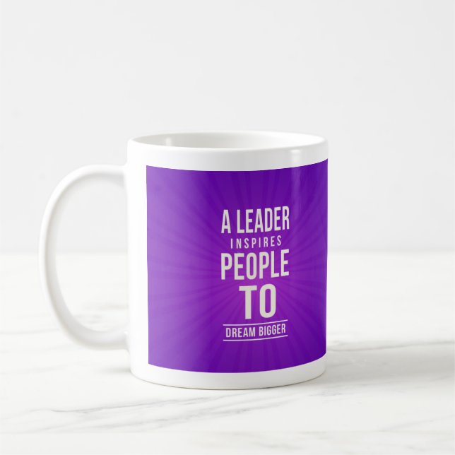 Leader mug - purple with quote (Left)