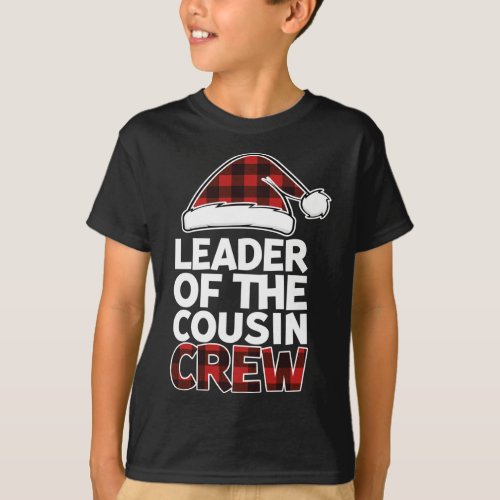 Leader of the Cousin Crew Christmas Buffalo Red Pl T_Shirt