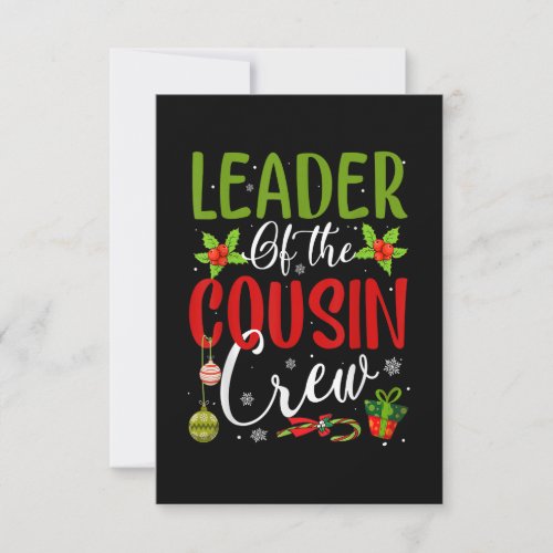 Leader Of The Cousin Crew Funny Christmas Matching Thank You Card