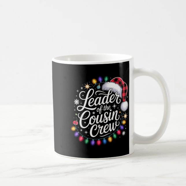 Leader Of The Cousin Crew Xmas Lights Red Plaid Sa Coffee Mug (Right)