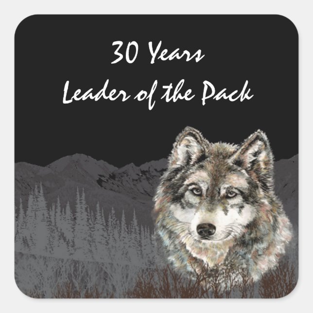 Leader of the Pack 30th Birthday Humor Wolf Thirty Square Sticker (Front)
