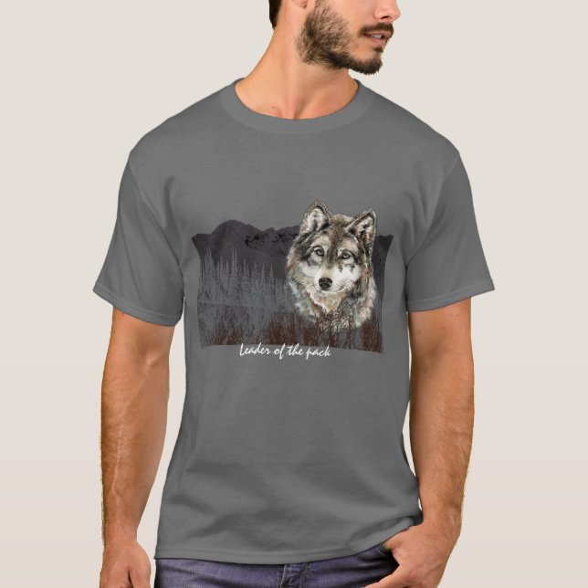 Leader of the Pack Father's Day Humor Wolf Animal T-Shirt (Front)