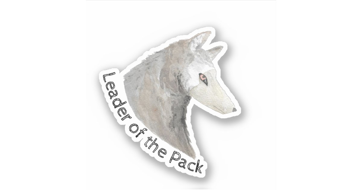 Leader of the Pack Watercolor Animal Gray Wolf Sticker | Zazzle