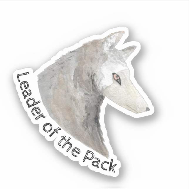 Leader of the Pack Watercolor Animal Gray Wolf Sticker (Front)