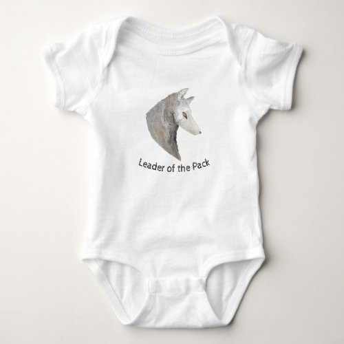 Leader of the Pack  Watercolor Grey Wolf Baby Bodysuit