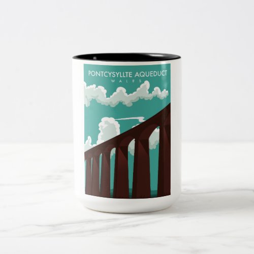 Leaderfoot Viaduct Scotland travel poster Two_Tone Coffee Mug