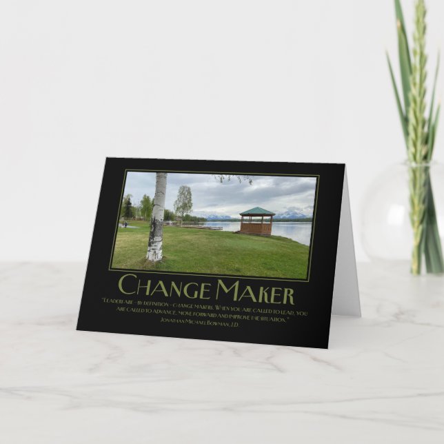 Leaders Are By Definition Change Makers Motivation Thank You Card (Front)