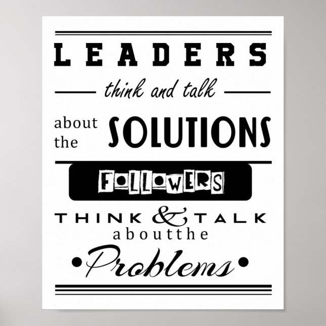 leaders think and talk about the solutions poster (Front)