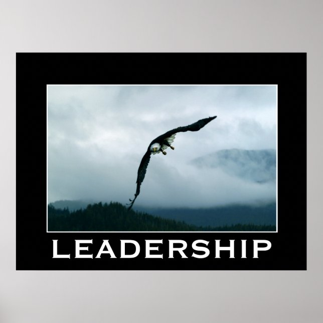 LEADERSHIP ~ Flying Bald Eagle Motivational Poster (Front)