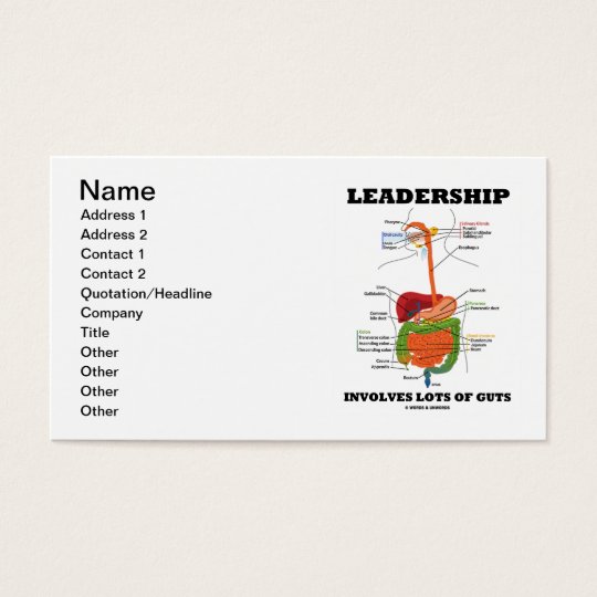 Leadership Involves Lots Of Guts (Anatomy) Business Card