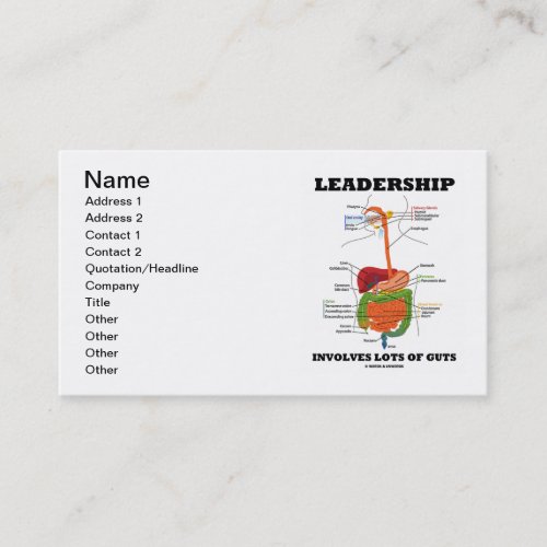 Leadership Involves Lots Of Guts (Anatomy) Business Card Template