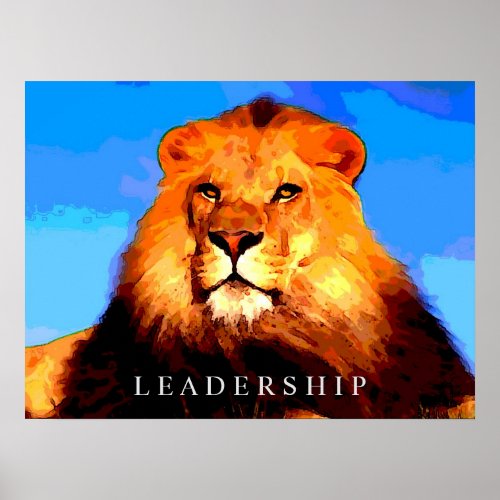 Leadership King Lion Colorful Portrait Artwork Poster