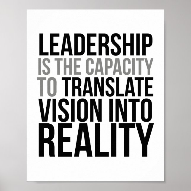 Leadership Translate Vision Into Reality Poster (Front)