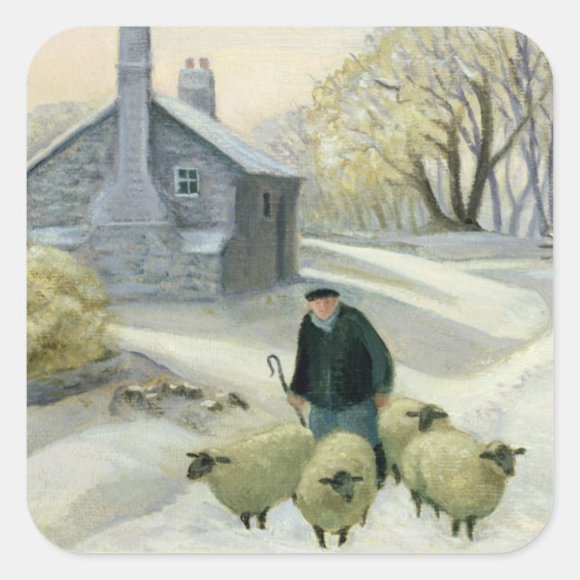 Leading the Sheep Square Sticker (Front)