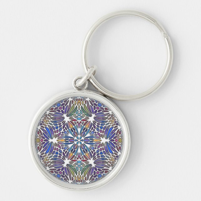 "Leadlight Wings Orbiting" Keychain (Front)