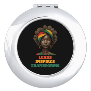 Leads, Inspires, Transforms Black History Month Compact Mirror