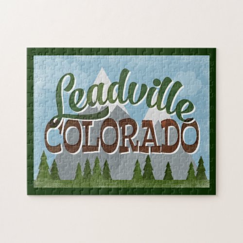 Leadville Colorado Fun Retro Snowy Mountains Jigsaw Puzzle