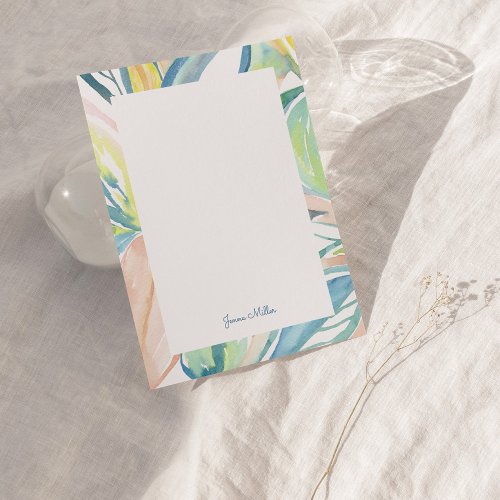 Leaf Abstract Art Personalized Flat Note Card