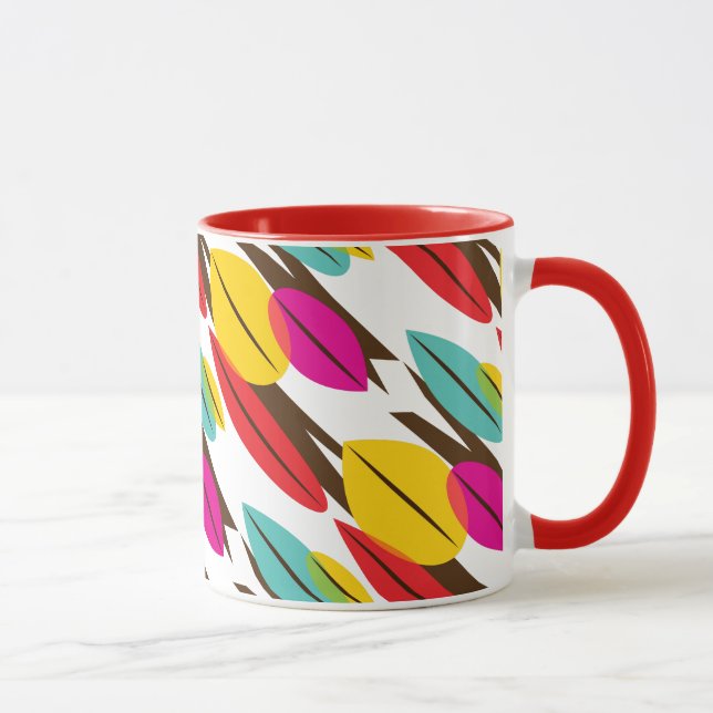 Leaf Abstract Retro Multicolored Pattern Mug (Right)