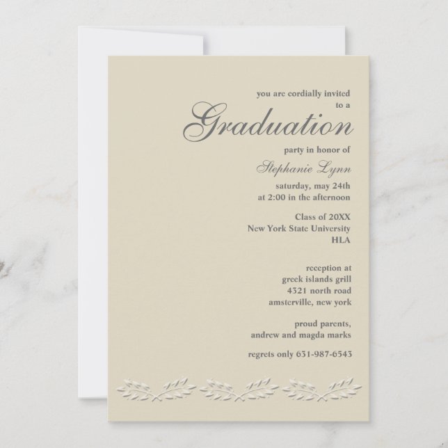 Leaf Accents Graduation Invitation (Front)