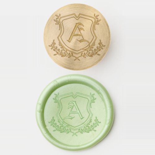 Leaf and Floral Monogram Crest Wedding Wax Seal Stamp