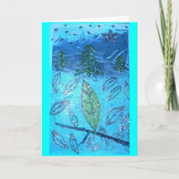 Leaf And Glitter Mountain Holiday Card by ebroskie1234 at Zazzle