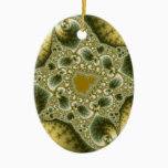 Leaf And Gold - Fractal Art Ceramic Ornament