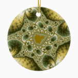Leaf And Gold - Fractal Art Ceramic Ornament