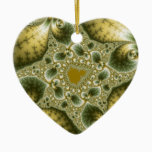 Leaf And Gold - Fractal Art Ceramic Ornament