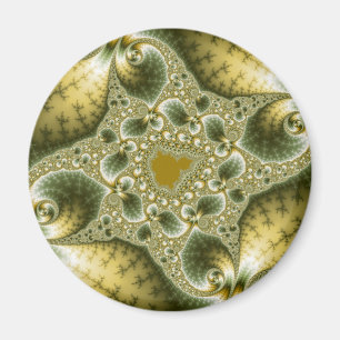Leaf And Gold - Fractal Art Magnet