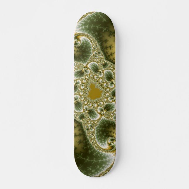 Leaf And Gold - Fractal Art Skateboard Deck (Front)