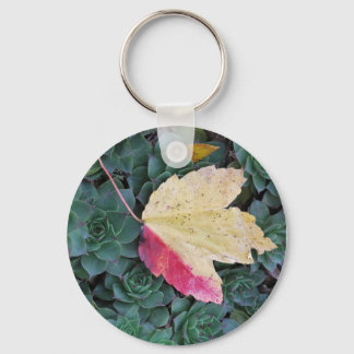 Leaf and Succulents Keychain with Weave Patterned