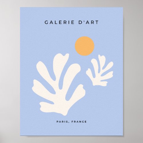 Leaf And Sun Cut Outs Abstract Shapes Pastel Blue Poster