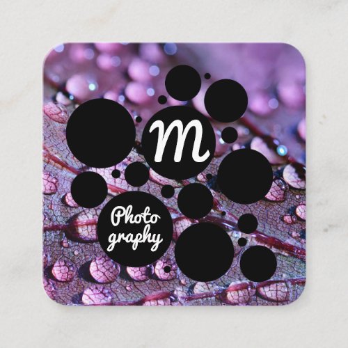 Leaf and Water Beads  Wildlife Photography Square Business Card