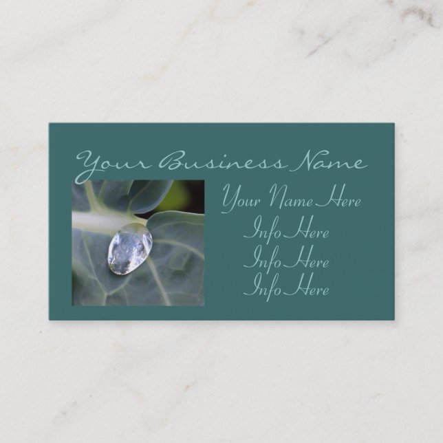 Leaf And Water Drop Business Card (Front)