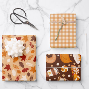 Leaf Autumn desserts Happy Thanksgiving Wrapping Paper Sheets