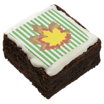 Leaf Autumnal Stripes With Leaves Brownie by SunshineDazzle at Zazzle