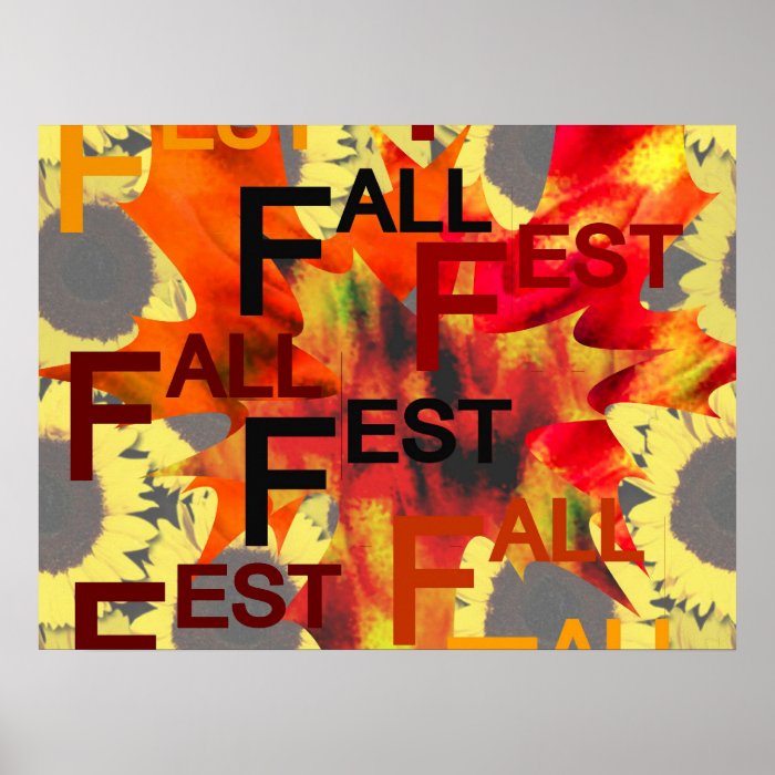 Leaf background with Fall Fest repeated over Print