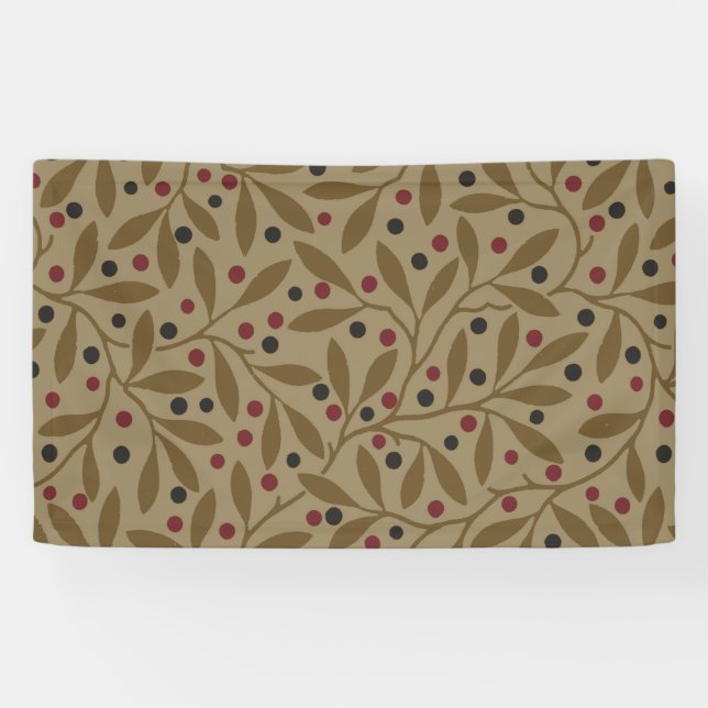 Leaf Berry Classic Colorful Pretty Pattern Art Banner (Horizontal)