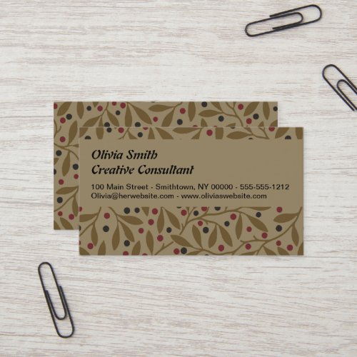 Leaf Berry Classic Colorful Pretty Pattern Art Business Card