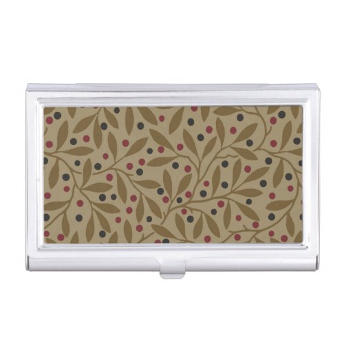 Leaf Berry Classic Colorful Pretty Pattern Art Business Card Case