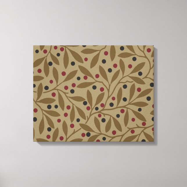 Leaf Berry Classic Colorful Pretty Pattern Art Canvas Print (Front)