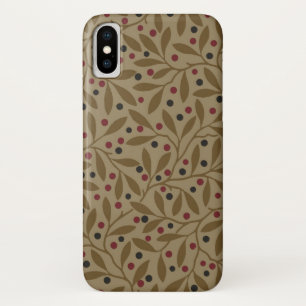 Leaf Berry Classic Colorful Pretty Pattern Art iPhone X Case