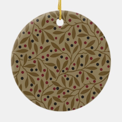 Leaf Berry Classic Colorful Pretty Pattern Art Ceramic Ornament